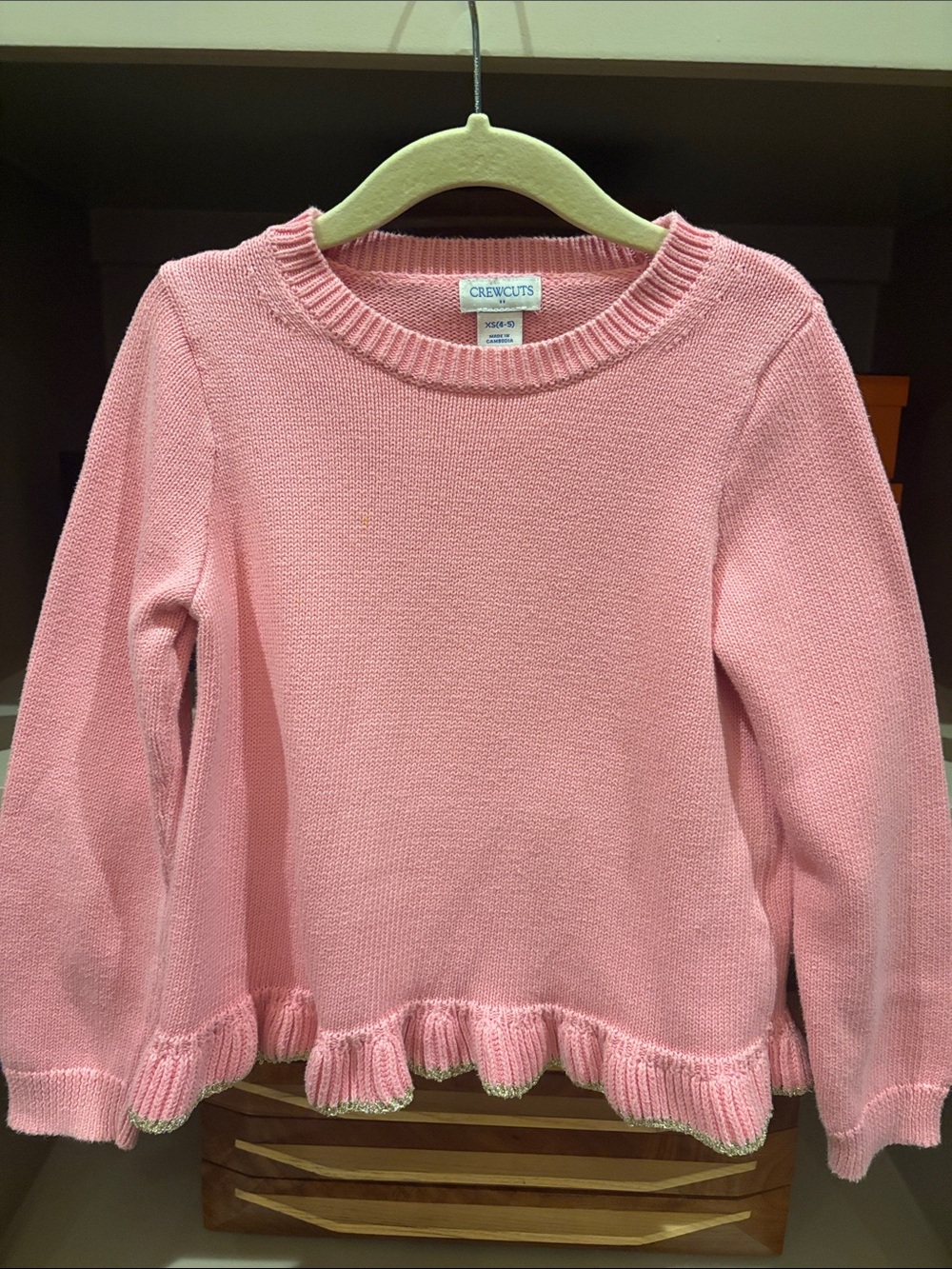 Crewcuts Girls' Pink Ruffle Hem Knit Sweater